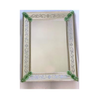  SimoEng Contemporary Venetian Rectangular Green Floreal Hand Carving