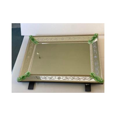  SimoEng Contemporary Venetian Rectangular Green Floreal Hand Carving