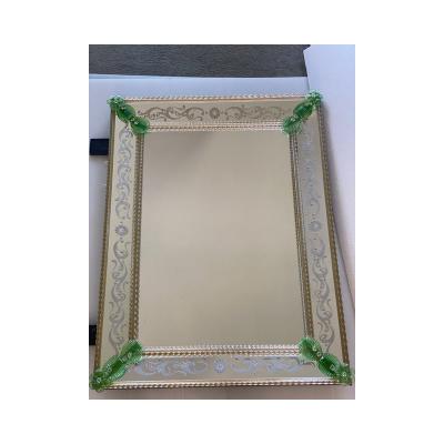  SimoEng Contemporary Venetian Rectangular Green Floreal Hand Carving