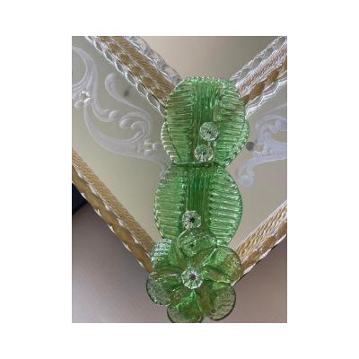  SimoEng Contemporary Venetian Rectangular Green Floreal Hand Carving