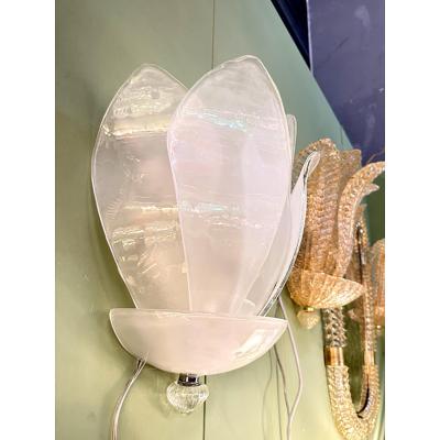  SimoEng Contemporary Venetian Sanded Murano Glass Floreal Wall Sconces Set of Two