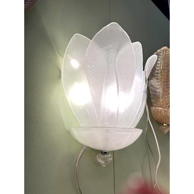  SimoEng Contemporary Venetian Sanded Murano Glass Floreal Wall Sconces Set of Two