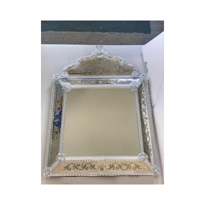  SimoEng Contemporary Venetian Squared Floreal Hand Carving Mirror
