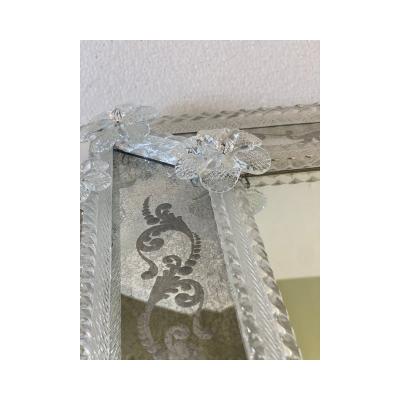  SimoEng Contemporary Venetian Squared Floreal Hand Carving Mirror