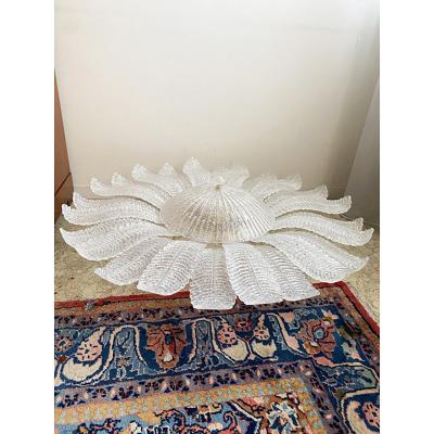  SimoEng Contemporary Venetian Sunflwer Murano Glass White Flush Mount