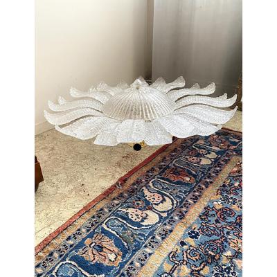  SimoEng Contemporary Venetian Sunflwer Murano Glass White Flush Mount