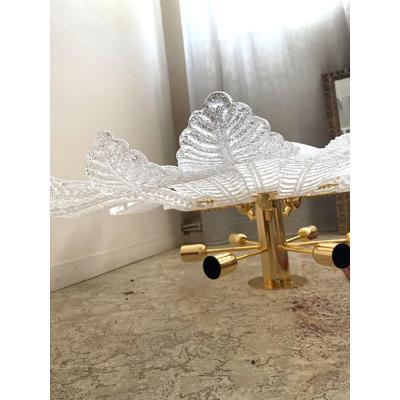  SimoEng Contemporary Venetian Sunflwer Murano Glass White Flush Mount