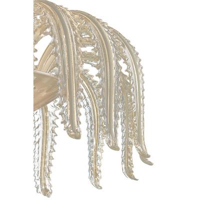  SimoEng Contemporary Venetian White and Gold Leaves Murano Style Glass Chandelier