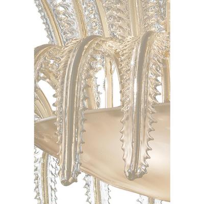  SimoEng Contemporary Venetian White and Gold Leaves Murano Style Glass Chandelier