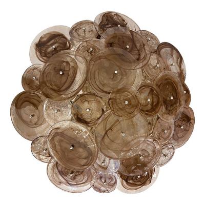  SimoEng Contemporary Venied Brown Disks Murano Glass Style Flush Mount