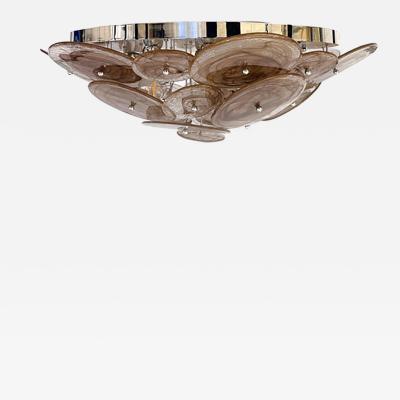  SimoEng Contemporary Venied Brown Disks Murano Glass Style Flush Mount