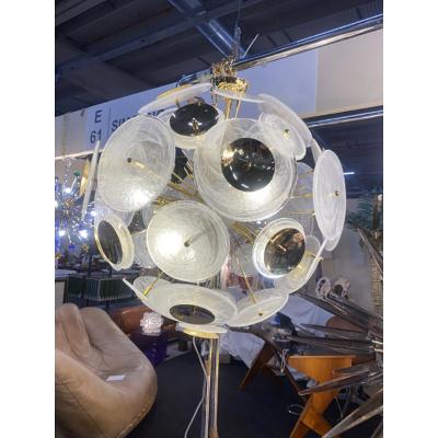  SimoEng Contemporary Venied White Alabastro Murano Style Glass Sputnik Chandelier