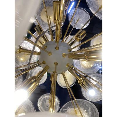  SimoEng Contemporary Venied White Alabastro Murano Style Glass Sputnik Chandelier
