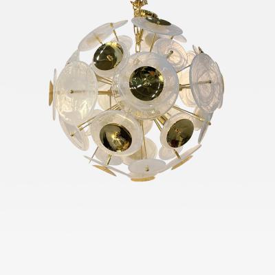  SimoEng Contemporary Venied White Alabastro Murano Style Glass Sputnik Chandelier