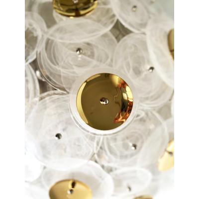  SimoEng Contemporary Venied White Disks Murano Glass Flush Mount by Simoeng