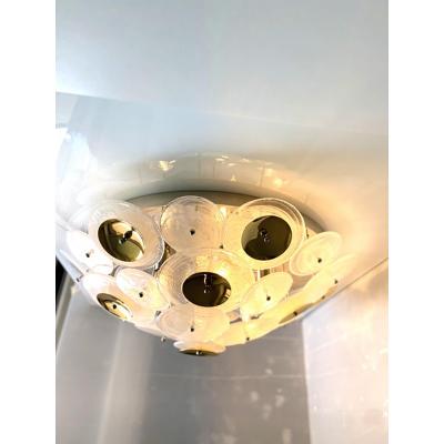  SimoEng Contemporary Venied White Disks Murano Glass Flush Mount by Simoeng