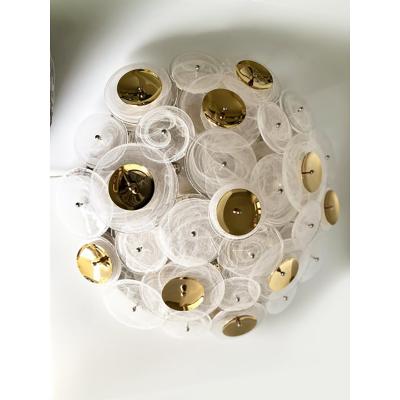  SimoEng Contemporary Venied White Disks Murano Glass Flush Mount by Simoeng