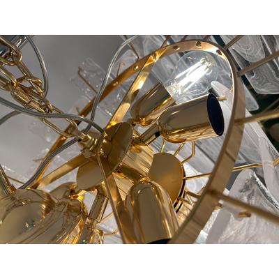  SimoEng Contemporary Venied White Listelli Alabastro Murano Glass Style Chandelier