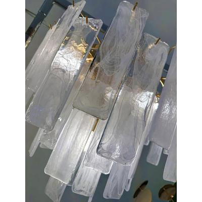  SimoEng Contemporary Venied White Listelli Alabastro Murano Glass Style Chandelier