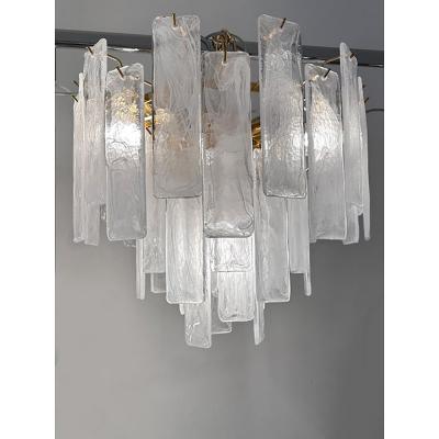  SimoEng Contemporary Venied White Listelli Alabastro Murano Glass Style Chandelier