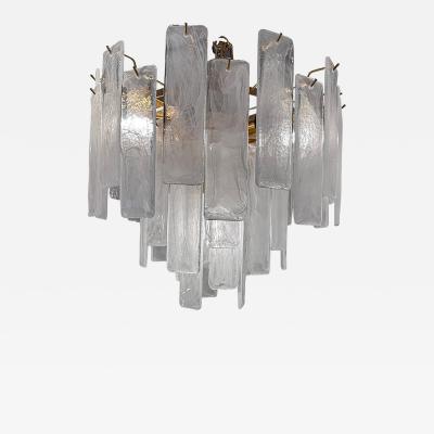  SimoEng Contemporary Venied White Listelli Alabastro Murano Glass Style Chandelier