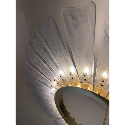  SimoEng Contemporary Venied White Marguerite Murano Style Glass Gold Chandelier