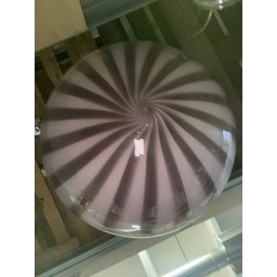  SimoEng Contemporary Violet and White Gray Sphere Pendant in Murano Style Glass