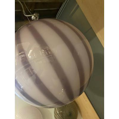  SimoEng Contemporary Violet and White Gray Sphere Pendant in Murano Style Glass