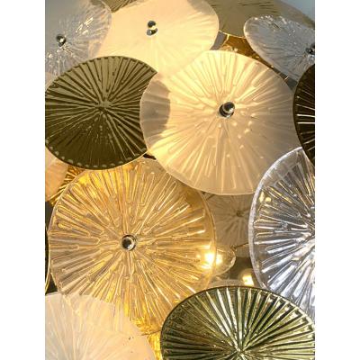 SimoEng Contemporary Water Lily Brass and Murano Glass Sputnik Flush Mount