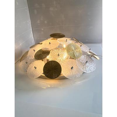  SimoEng Contemporary Water Lily Brass and Murano Glass Sputnik Flush Mount