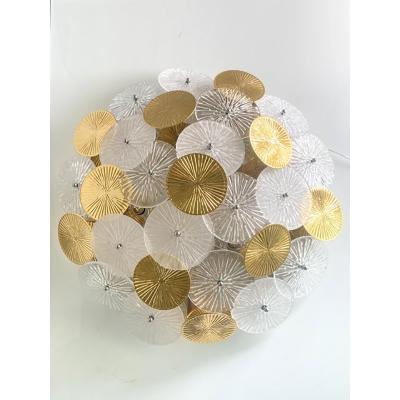  SimoEng Contemporary Water Lily Brass and Murano Glass Sputnik Flush Mount
