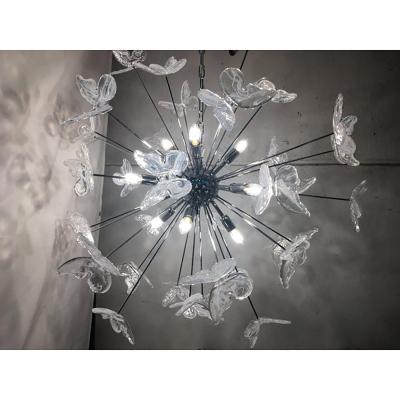  SimoEng Contemporary White Butterfly Murano Glass Sputnik Chandelier