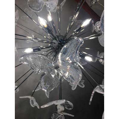  SimoEng Contemporary White Butterfly Murano Glass Sputnik Chandelier