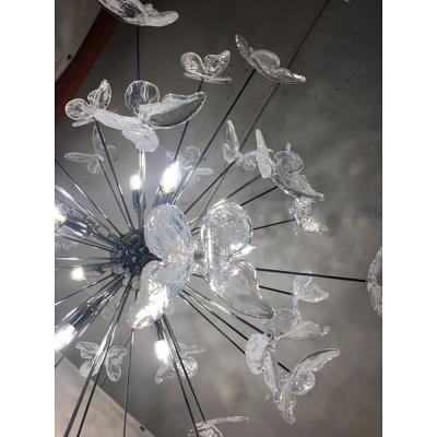  SimoEng Contemporary White Butterfly Murano Glass Sputnik Chandelier