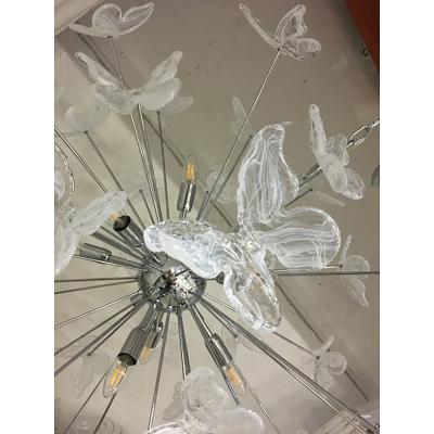  SimoEng Contemporary White Butterfly Murano Glass Sputnik Chandelier