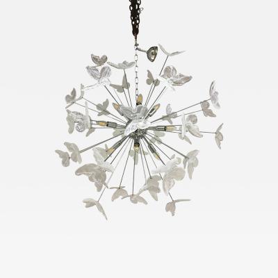  SimoEng Contemporary White Butterfly Murano Glass Sputnik Chandelier