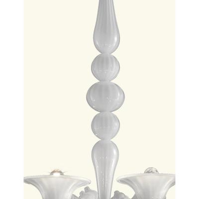  SimoEng Contemporary White Rezzonico Murano Style Glass Chandelier