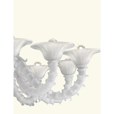  SimoEng Contemporary White Rezzonico Murano Style Glass Chandelier