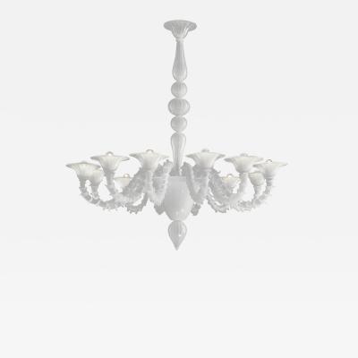  SimoEng Contemporary White Rezzonico Murano Style Glass Chandelier