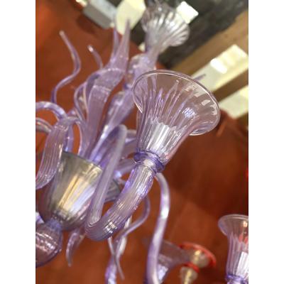  SimoEng Contemporary Wisteria Glicine Murano Style Glass Leaf Chandelier
