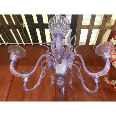  SimoEng Contemporary Wisteria Glicine Murano Style Glass Leaf Chandelier
