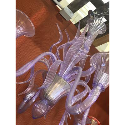  SimoEng Contemporary Wisteria Glicine Murano Style Glass Leaf Chandelier