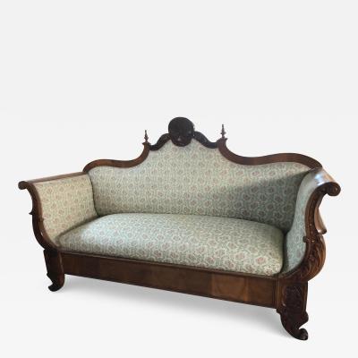  SimoEng Early 19th Century Antique Sofa in Hand Carved National Solid Walnut