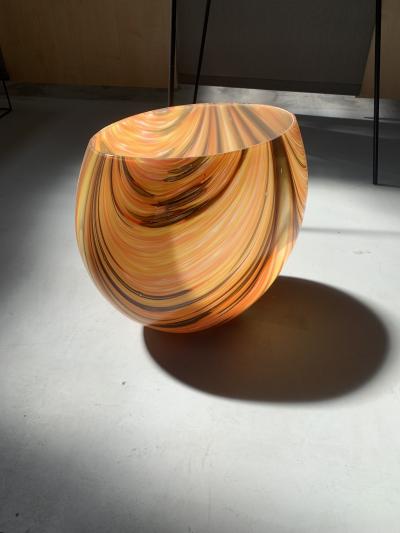  SimoEng Early 21st Century Artistic Vase in Murano Attributed Glass With Colored Reeds