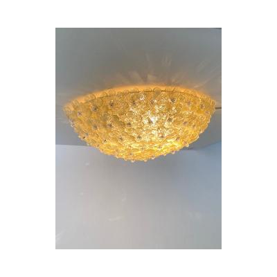  SimoEng Early 21st Century Gold Flowers Murano Glass Flush Mount