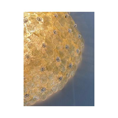  SimoEng Early 21st Century Gold Flowers Murano Glass Flush Mount