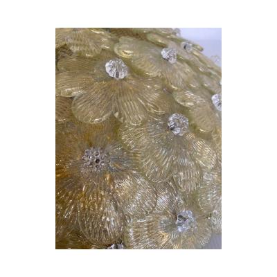  SimoEng Early 21st Century Gold Flowers Murano Glass Flush Mount