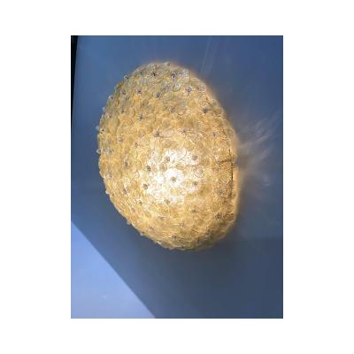  SimoEng Early 21st Century Gold Flowers Murano Glass Flush Mount