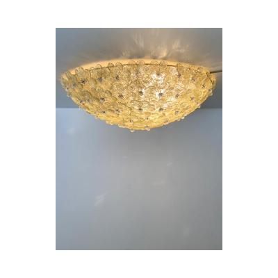  SimoEng Early 21st Century Gold Flowers Murano Glass Flush Mount