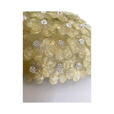  SimoEng Early 21st Century Gold Flowers Murano Glass Flush Mount